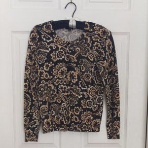 Talbots Petite Black/gold multi Cardigan Sweater Size S